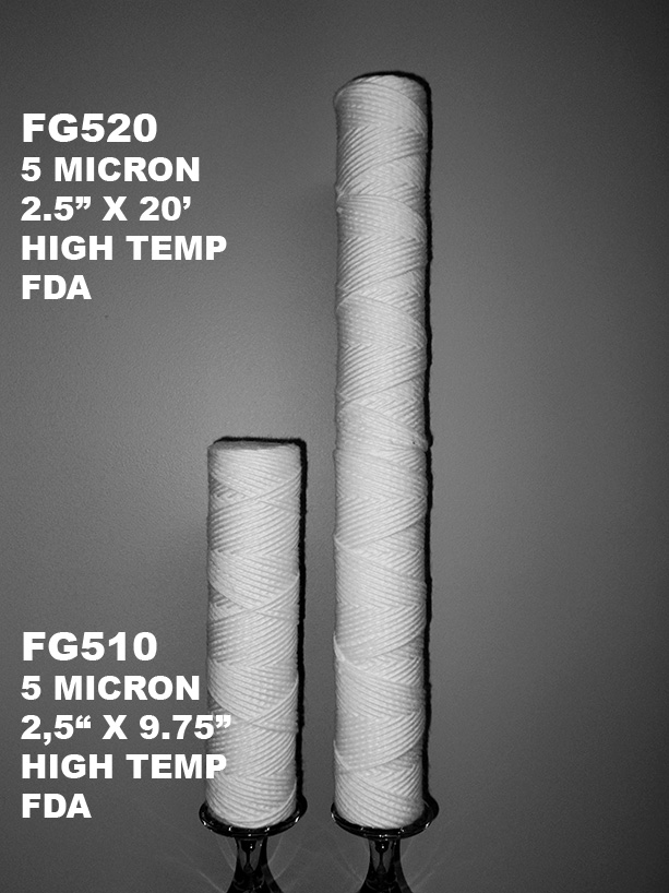 High Temperature - FDA  Food grade 5 micron Hot water filter 2.5" x 20"  - 4 Filters - Pictured on r