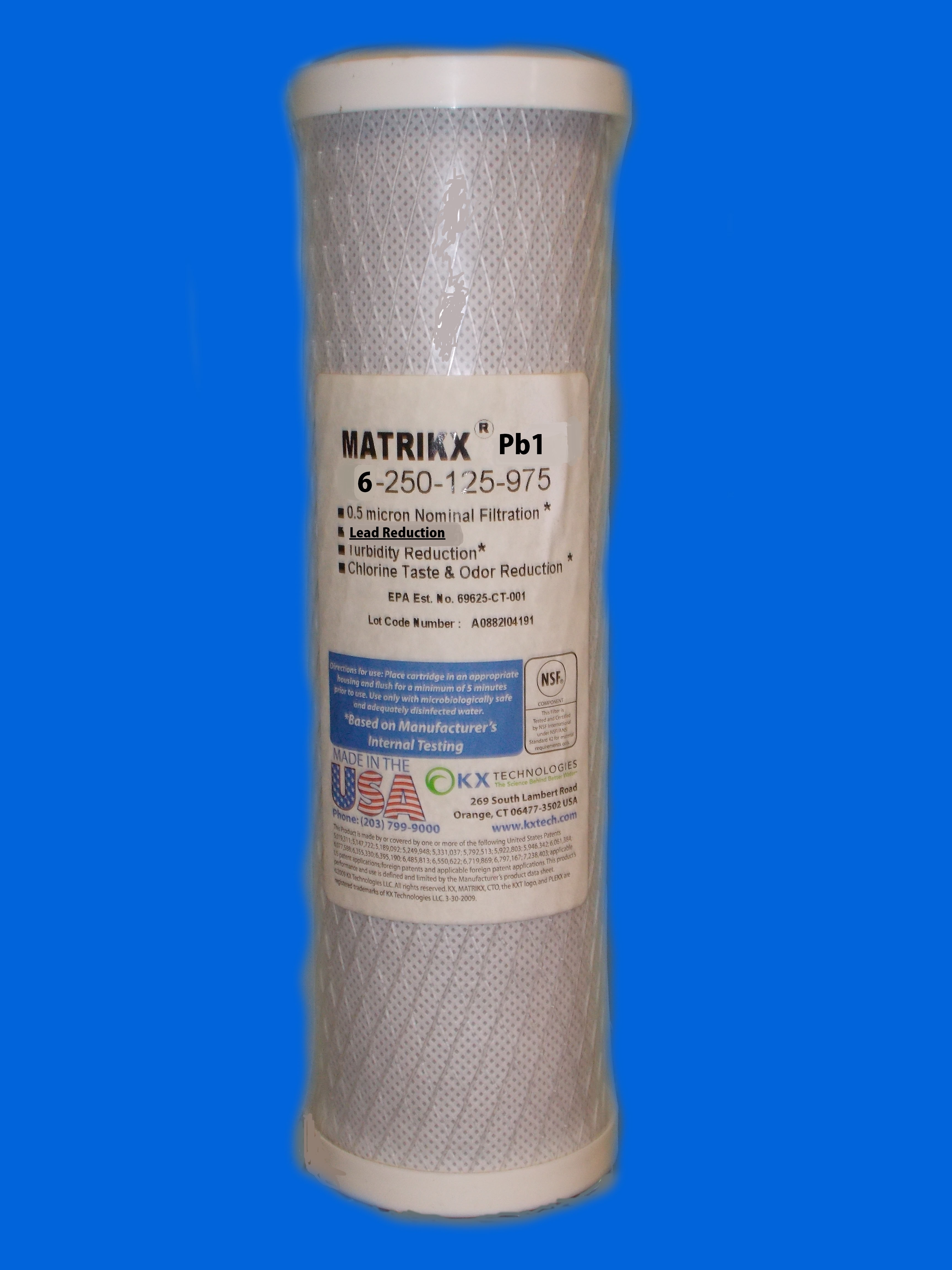 Pb1 - Replacement NSF Certified and Approved Lead Water Filter.  2.5" x 9.75"